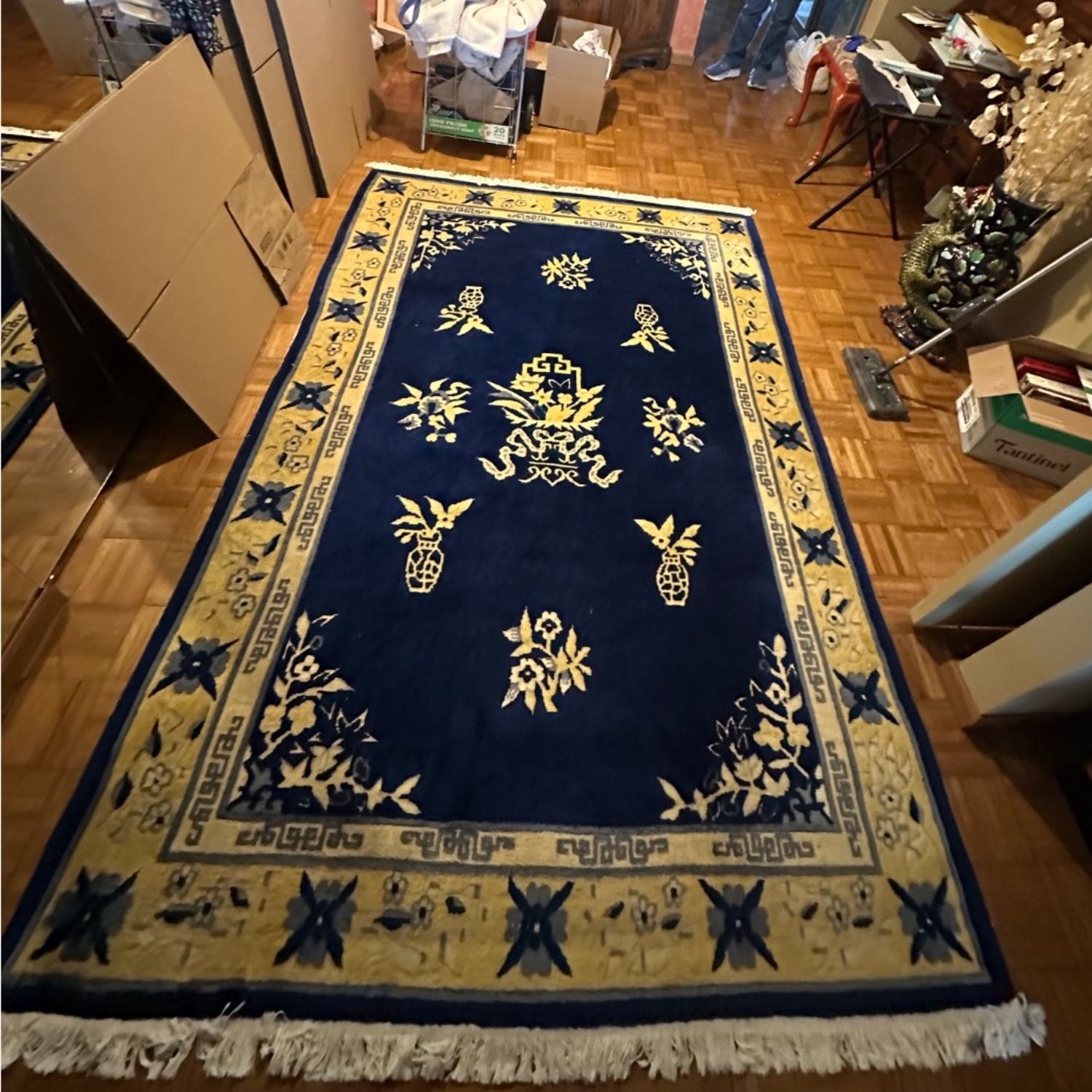 Vintage/Antique Blue Wool Area Rug 6' x 9' - image-3