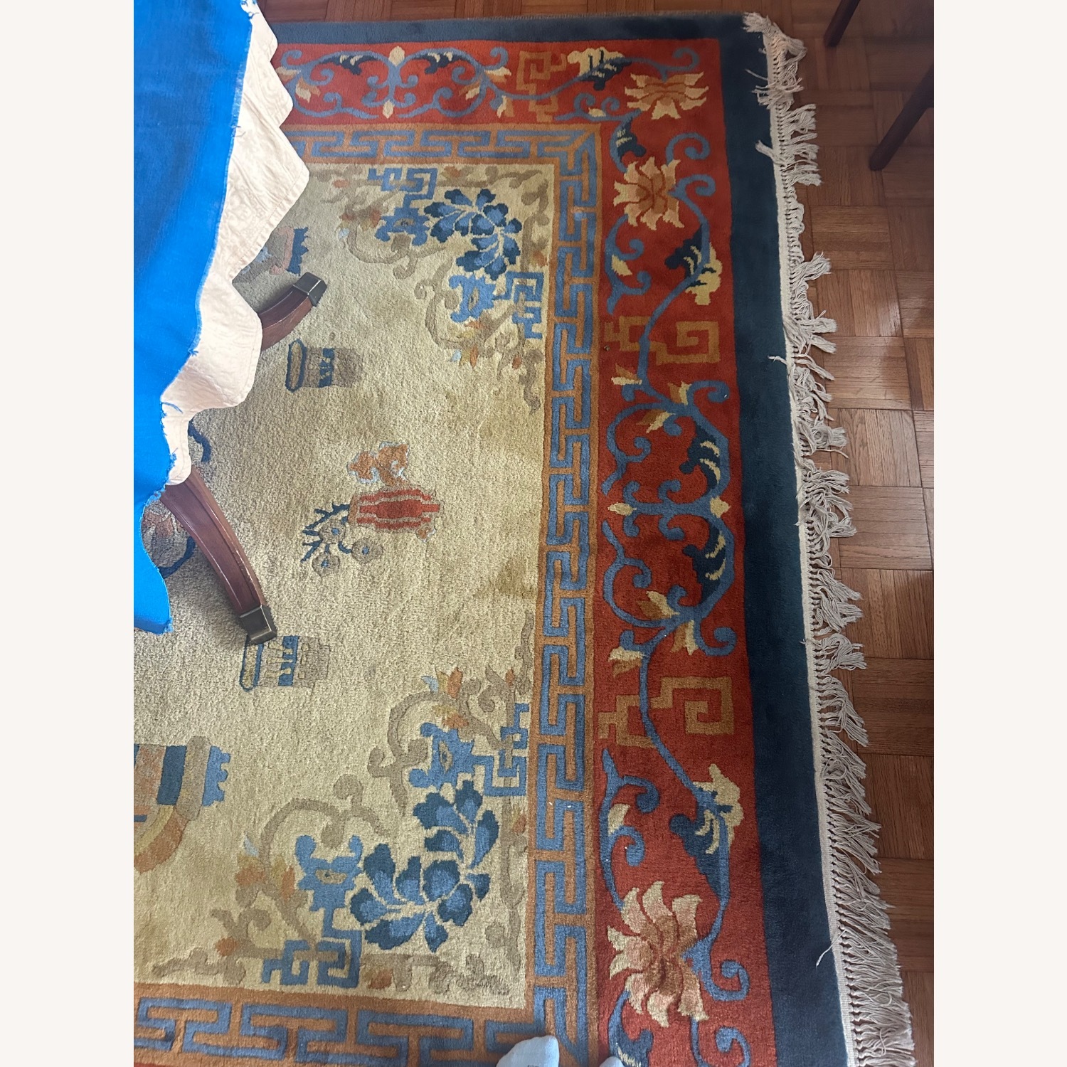 Vintage Cathay Hand-Woven Chinese Peking Wool Rug - image-8