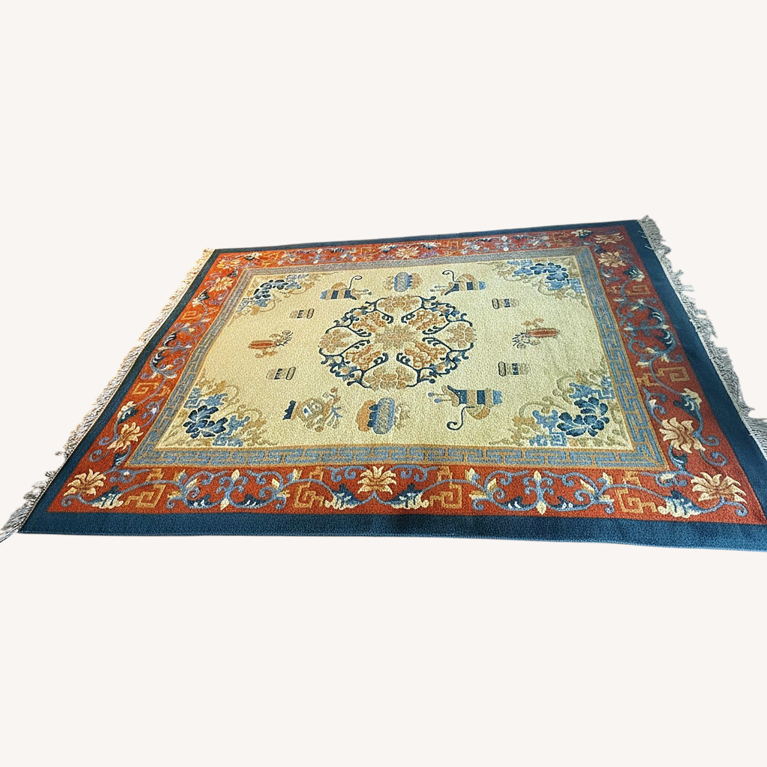 Vintage Cathay Hand-Woven Chinese Peking Wool Rug - image-0