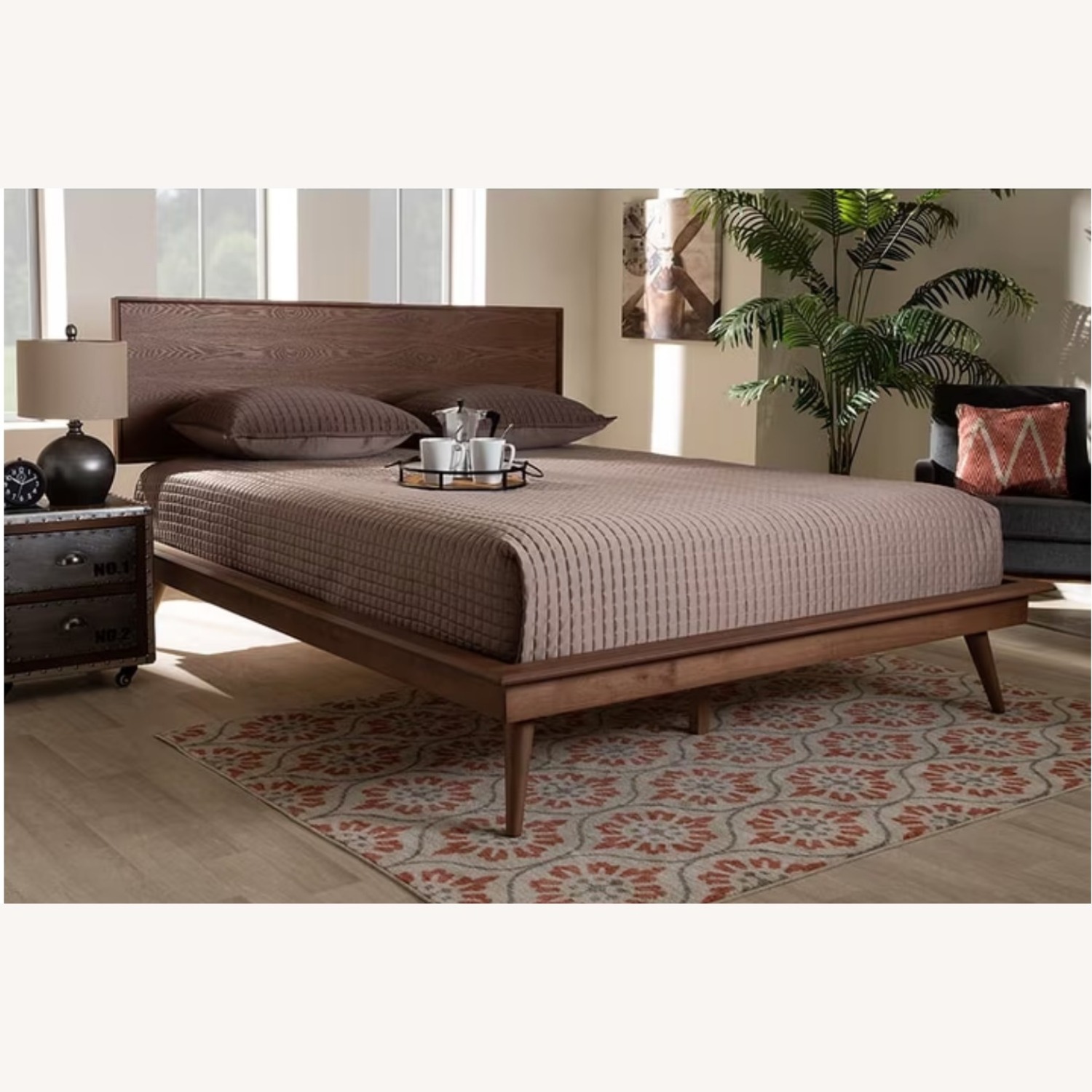 Mid-Century Modern Walnut Full Size Bed - image-1