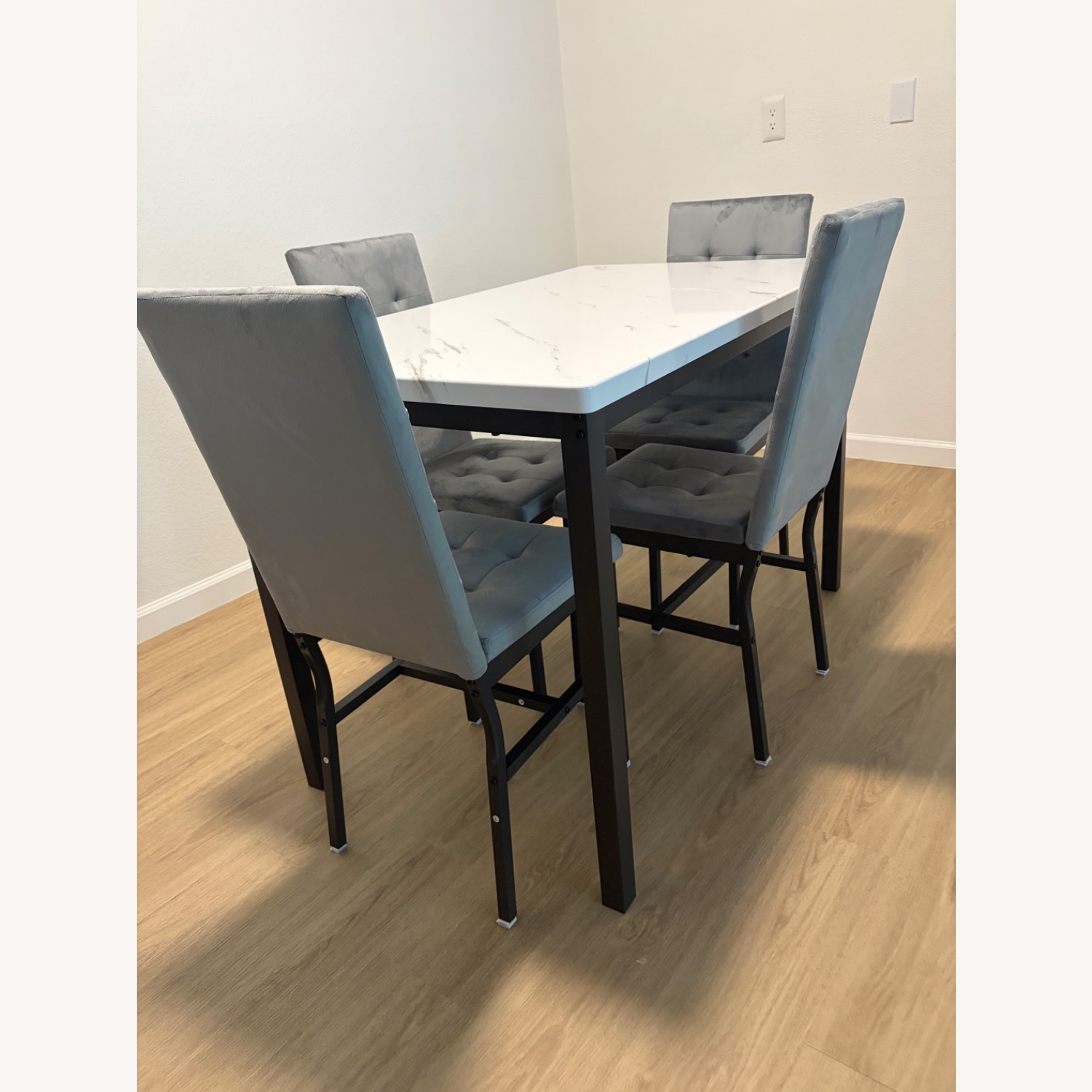 Light Gray Metal Dining Sets - image-3