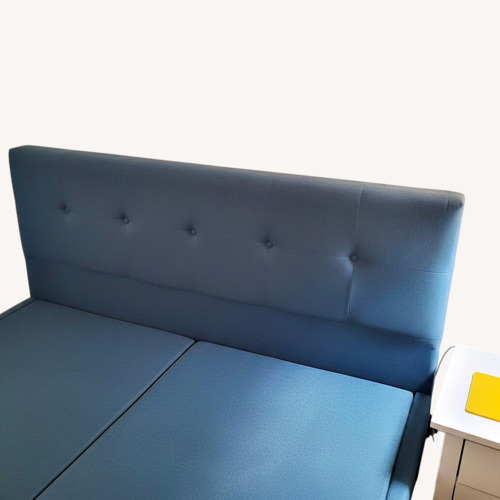 Used Blue Fabric Queen Bed for sale on AptDeco