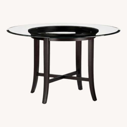 Used Crate & Barrel Halo Glass Dining Table for sale on AptDeco