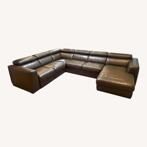 Used ItalModern Dark Gray Leather 3+ Piece Sectional for sale on AptDeco