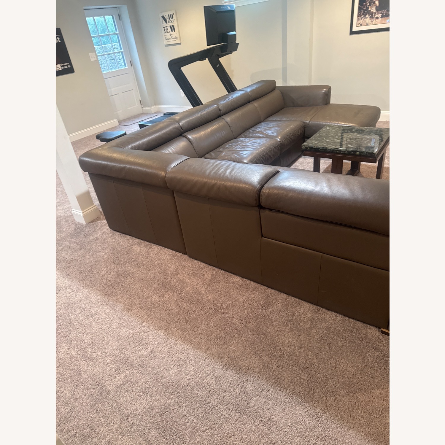 ItalModern Dark Gray Leather 3+ Piece Sectional - image-3