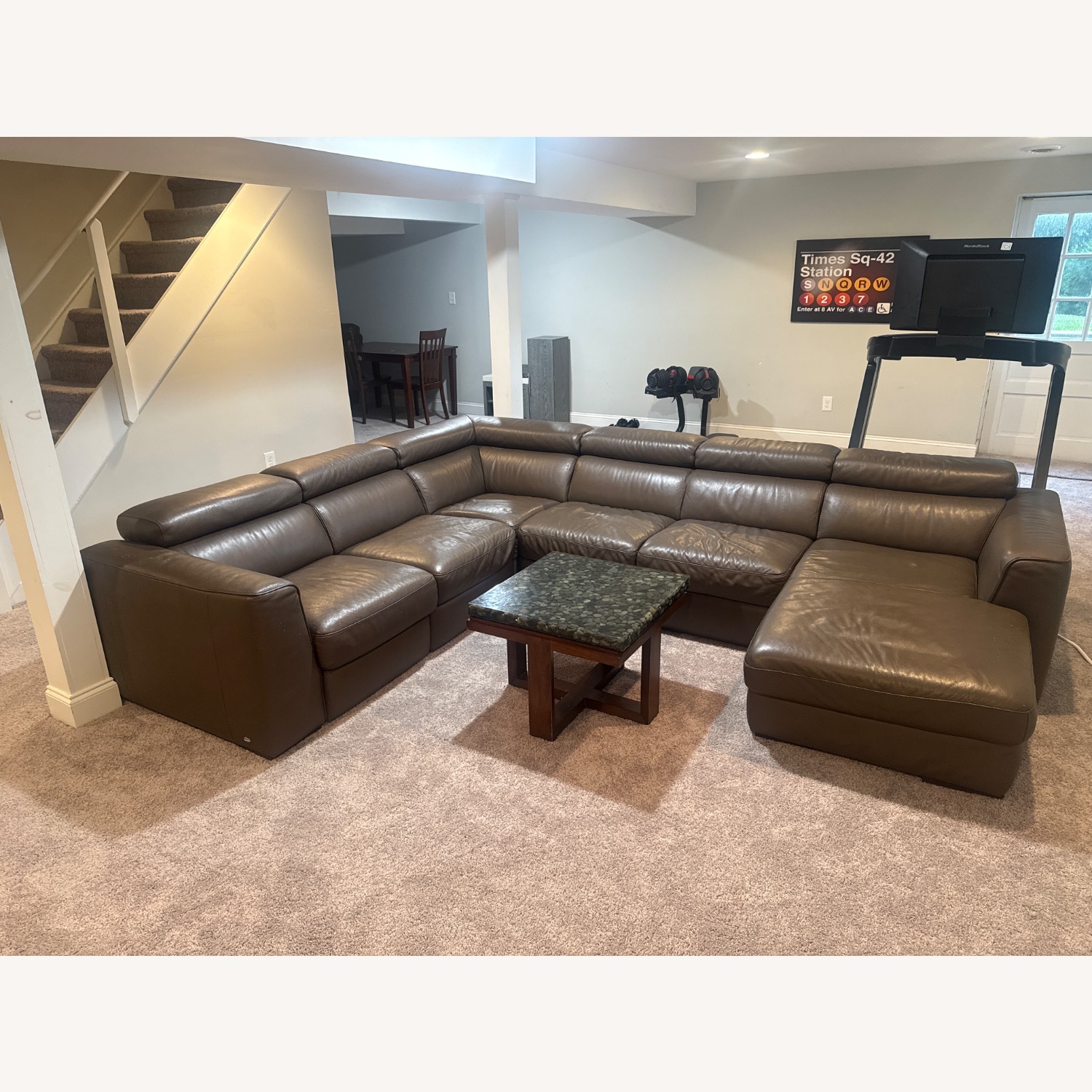 ItalModern Dark Gray Leather 3+ Piece Sectional - image-2