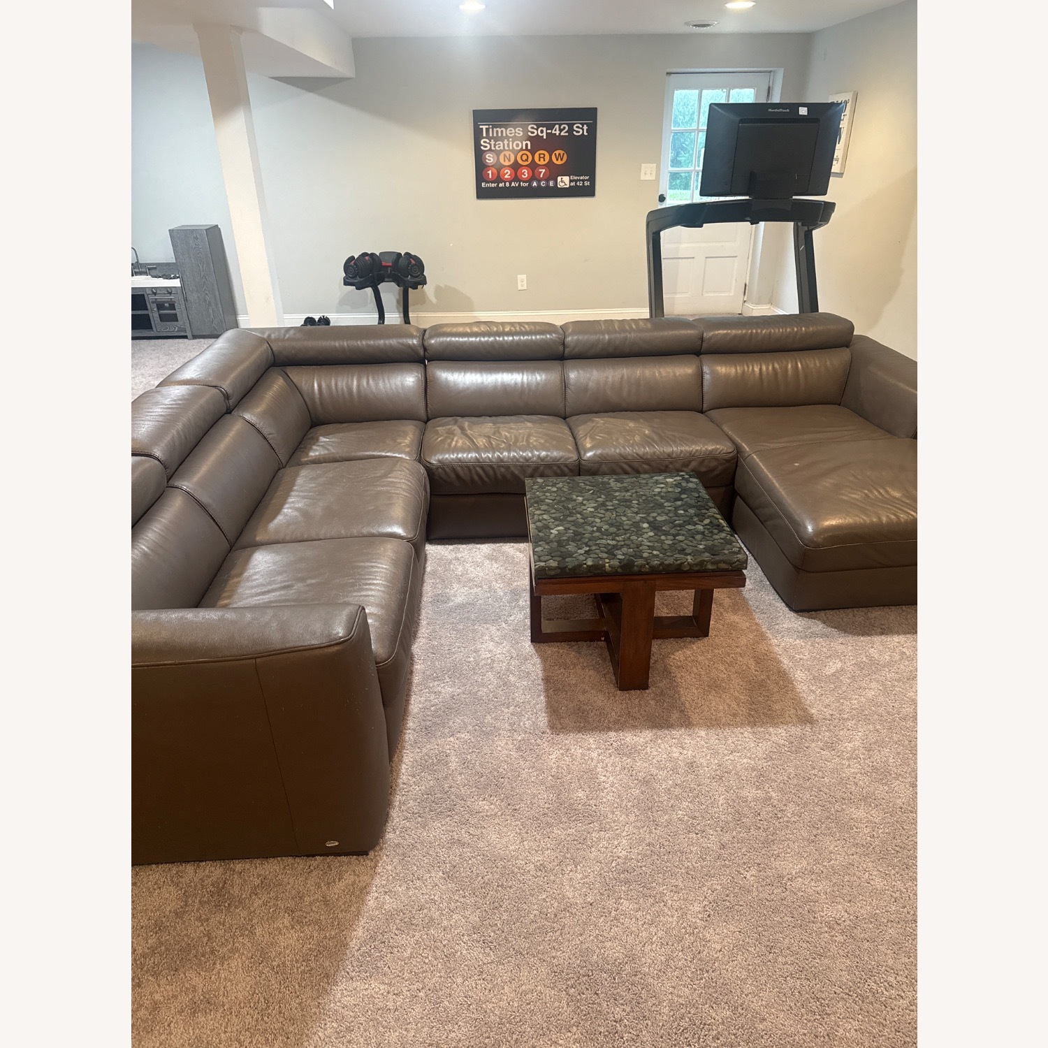 ItalModern Dark Gray Leather 3+ Piece Sectional - image-1