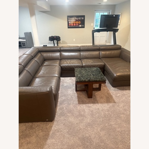 Used ItalModern Dark Gray Leather 3+ Piece Sectional for sale on AptDeco