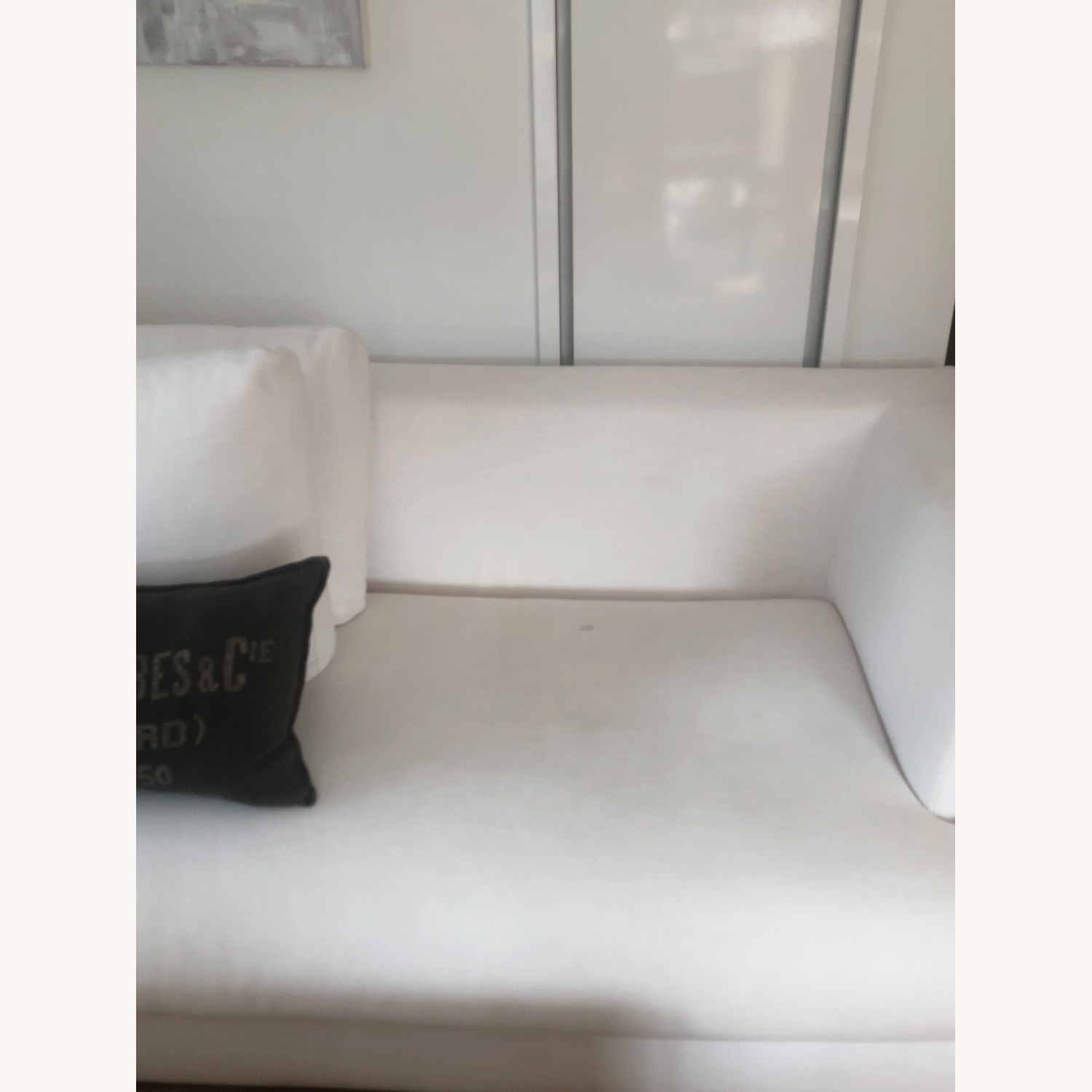 Restoration Hardware White Perennials Linen 7' Bench Seat Sofa - image-4