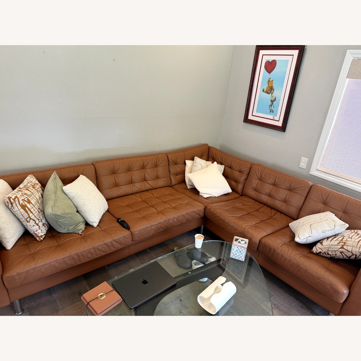 IKEA Gold Leather 2 Piece Sectional - image-1