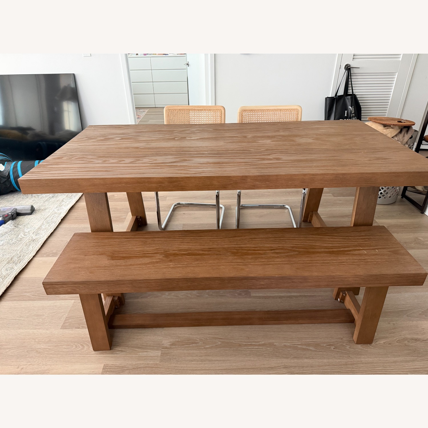 Wayfair Linzy Light Brown Wood Dining Table + Bench - image-1