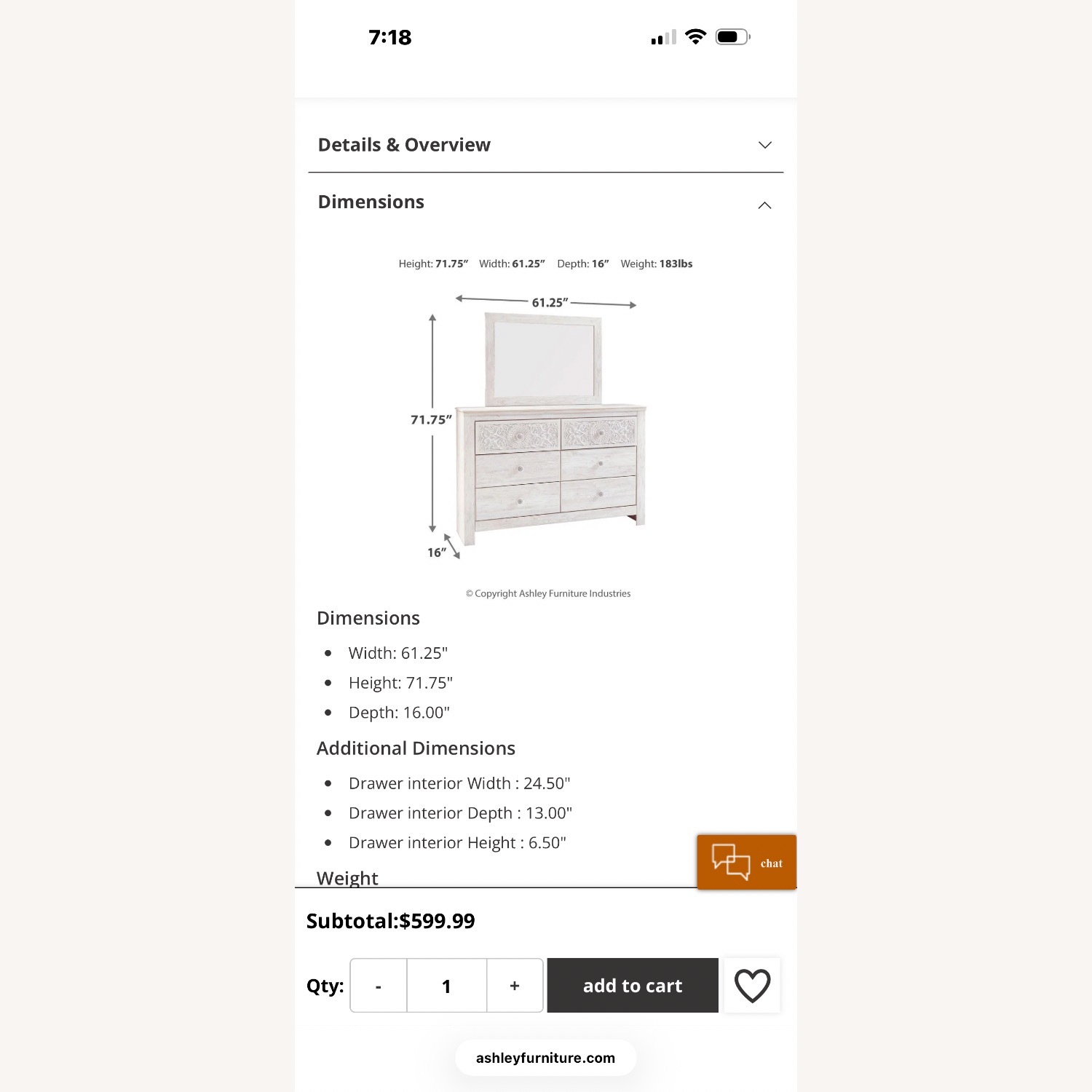 Ashley Furniture Paxberry White Dresser - image-2
