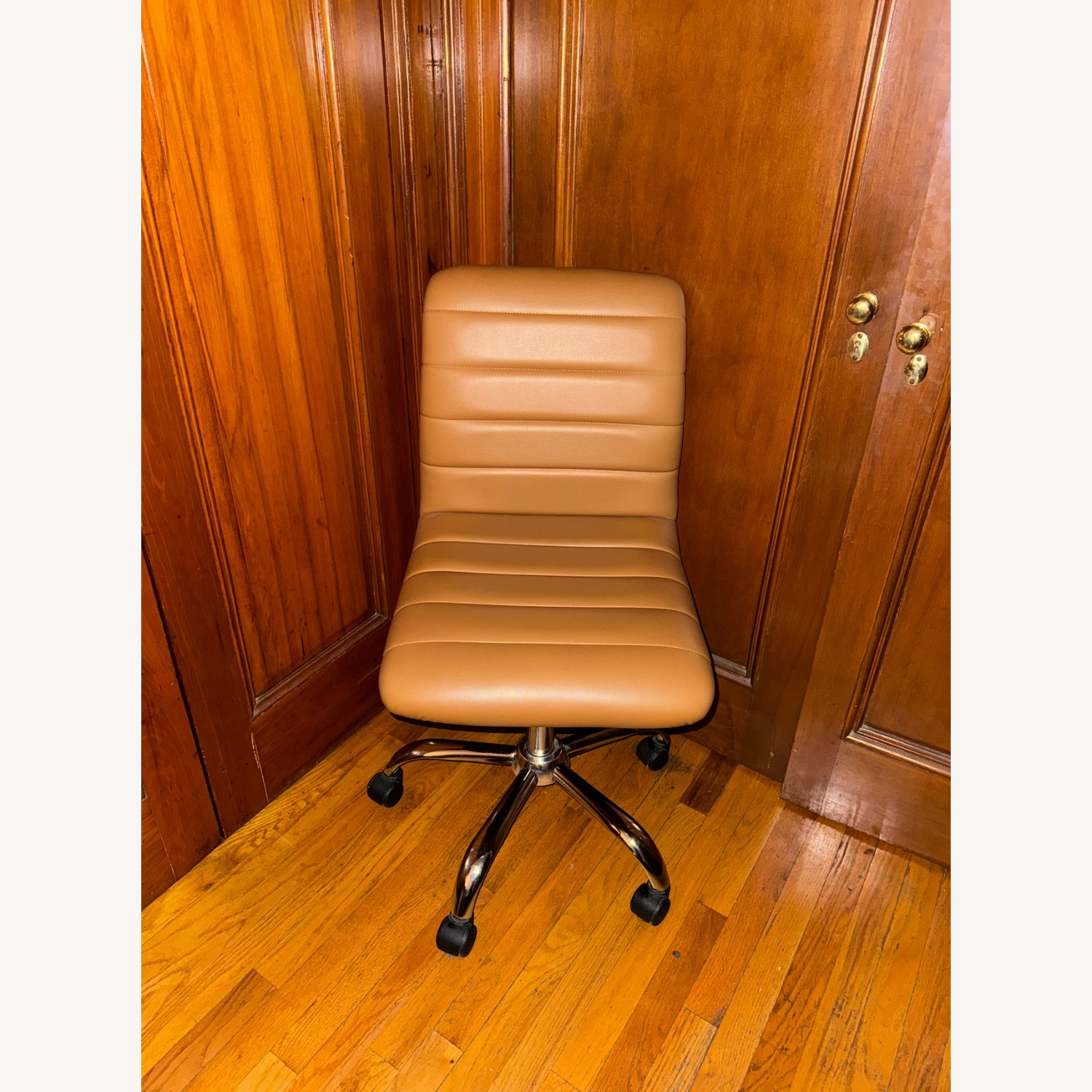 Light Brown Office Chair on Wheels - image-1
