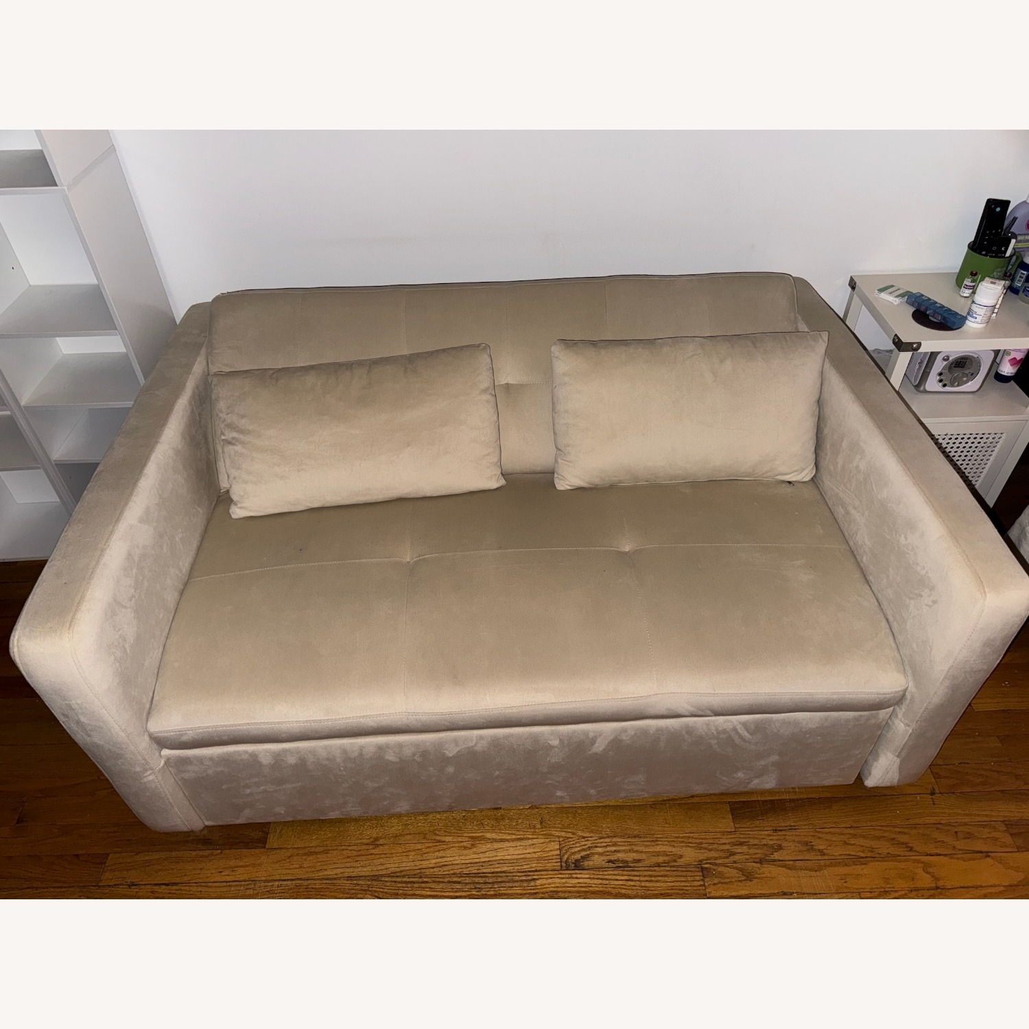 Natural Velvet Sleeper Sofa - image-1