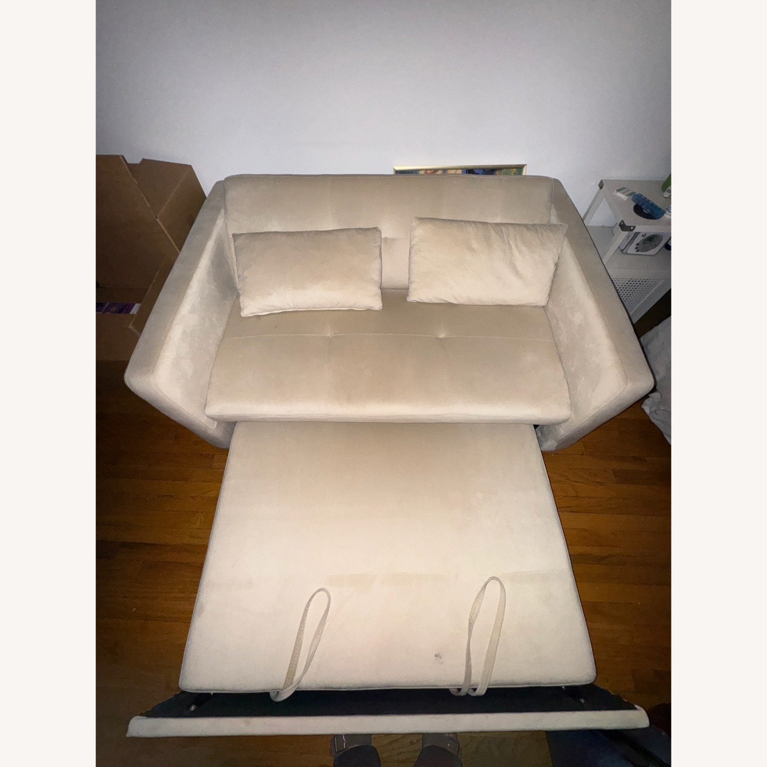 Natural Velvet Sleeper Sofa - image-7