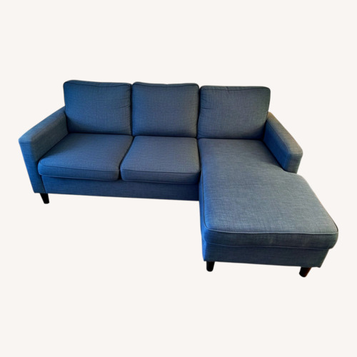 Used Bob's Discount Furniture Blue Fabric Loveseat for sale on AptDeco