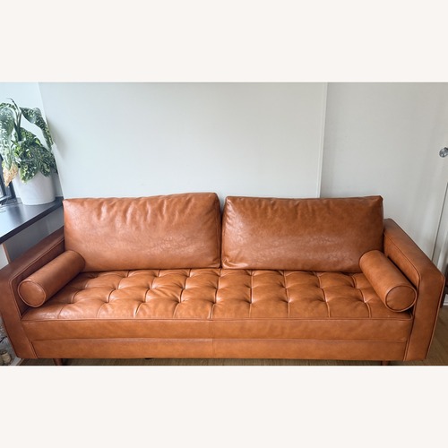 Used Wayfair Nappa Light Brown Leather 3+ Seater Sofa for sale on AptDeco