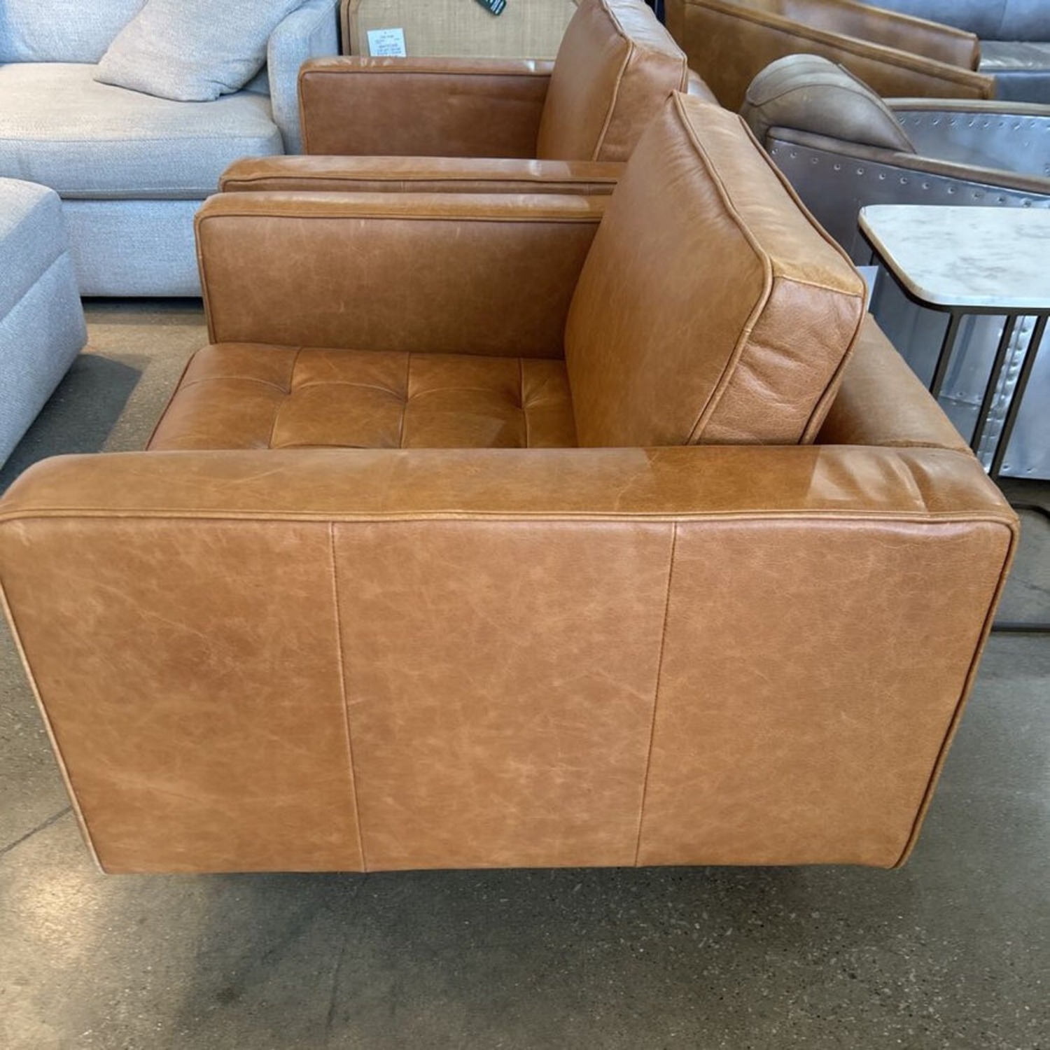 MCM Leather Button Tufted Lounge Chair - image-2
