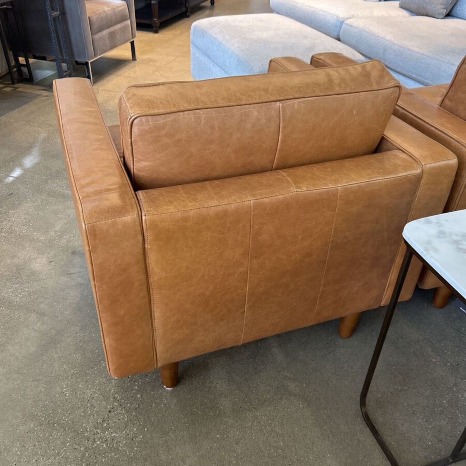 MCM Leather Button Tufted Lounge Chair - image-3