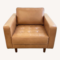 MCM Leather Button Tufted Lounge Chair