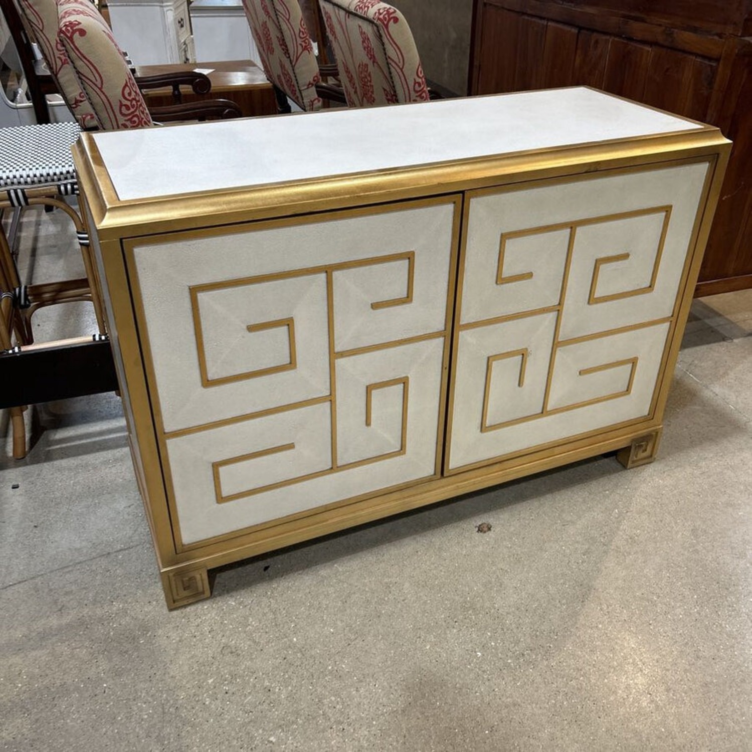 Bello Leather Console Cabinet Gold/White - image-4