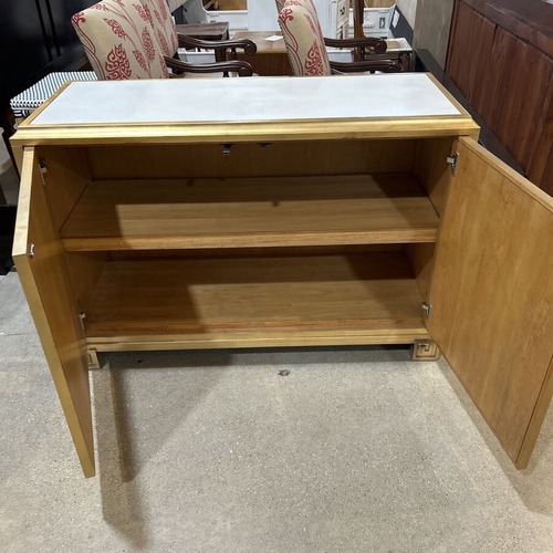 Used Bello Leather Console Cabinet Gold/White for sale on AptDeco