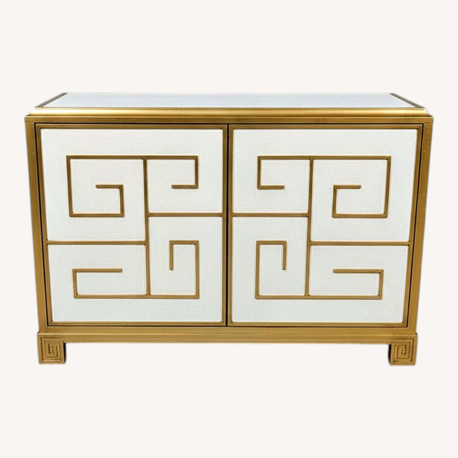 Bello Leather Console Cabinet Gold/White - image-0