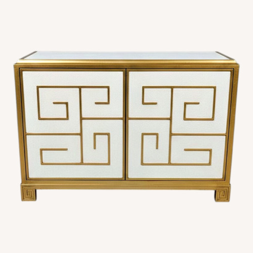 Used Bello Leather Console Cabinet Gold/White for sale on AptDeco