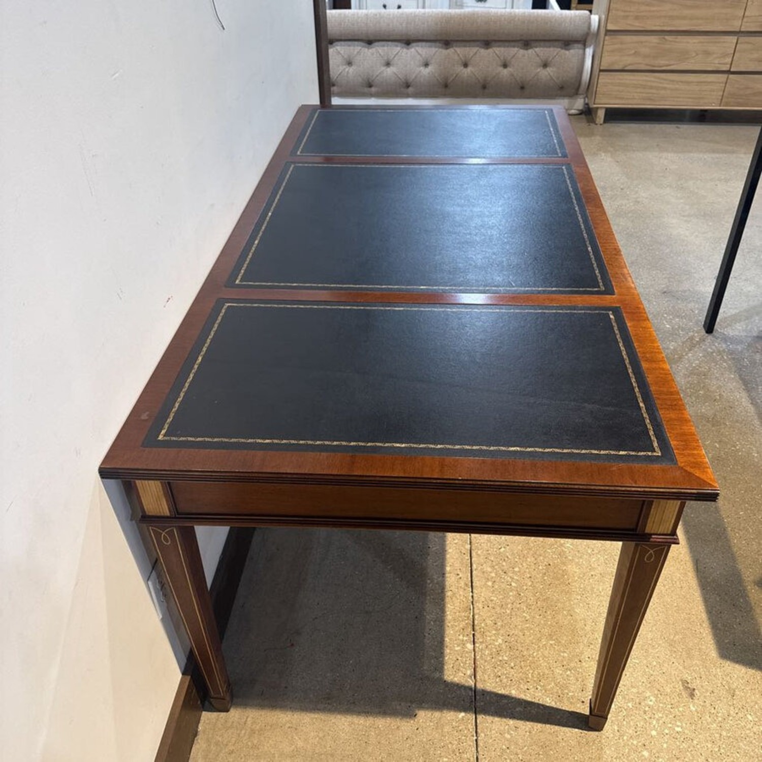 Councill Executive Leather Inlay 3-Drawer Desk - image-4