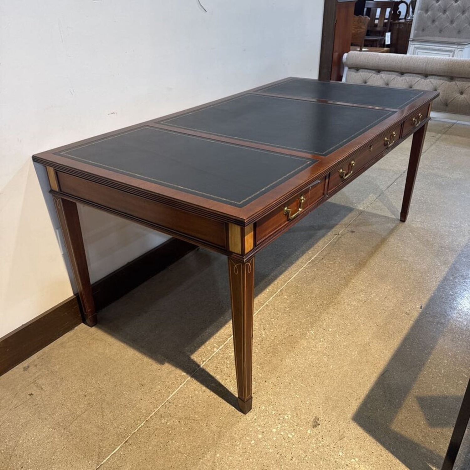 Councill Executive Leather Inlay 3-Drawer Desk - image-3