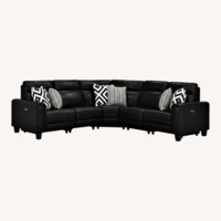 Raymour & Flanigan Black Leather Sectional