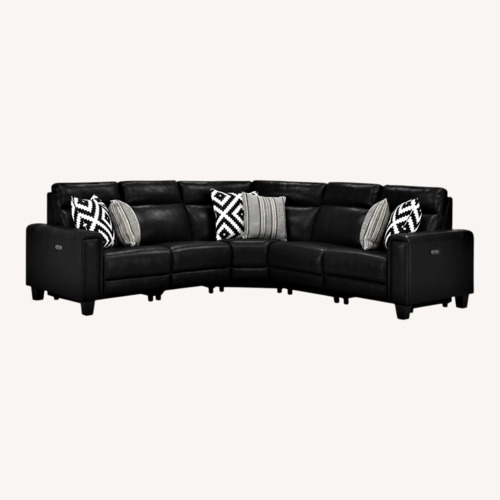 Used Raymour & Flanigan Black Leather Sectional for sale on AptDeco