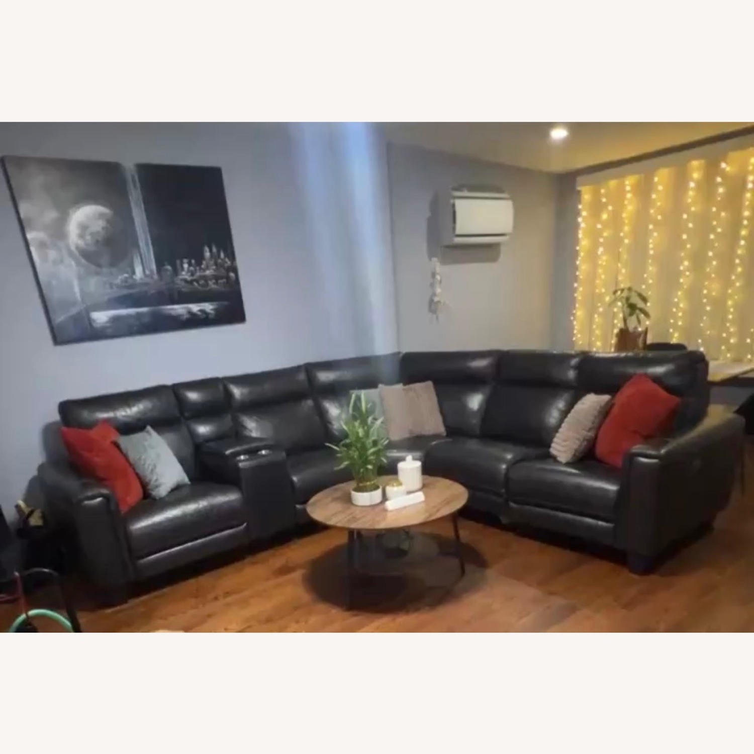 Raymour & Flanigan Black Leather Sectional - image-5