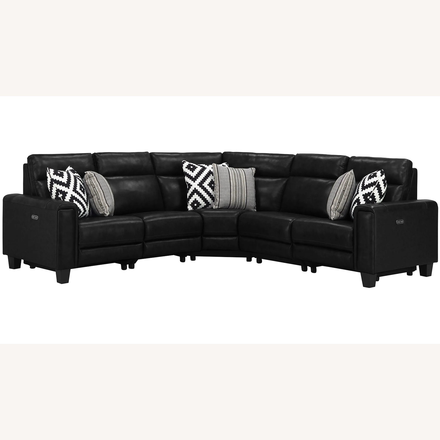 Raymour & Flanigan Black Leather Sectional - image-6