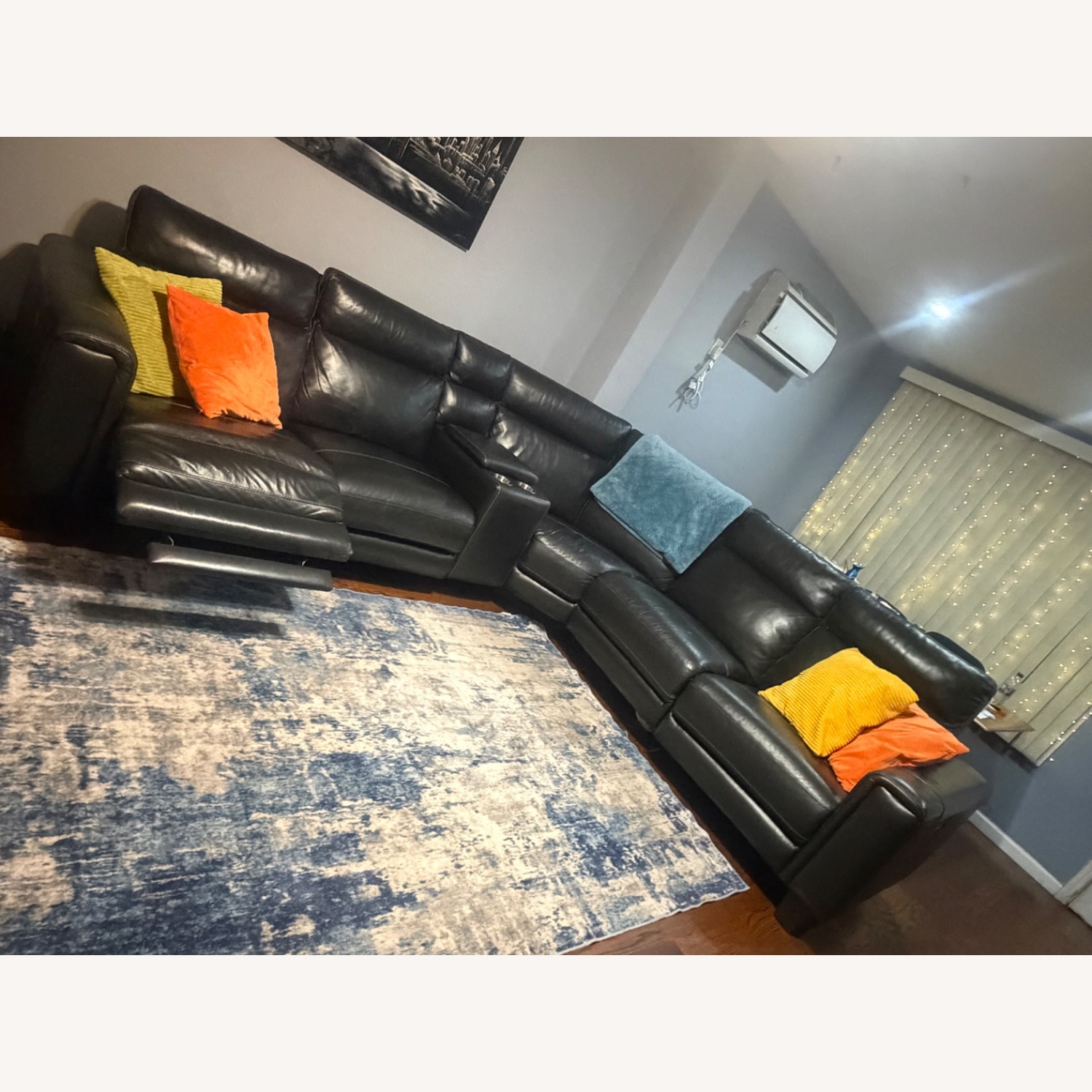 Raymour & Flanigan Black Leather Sectional - image-4