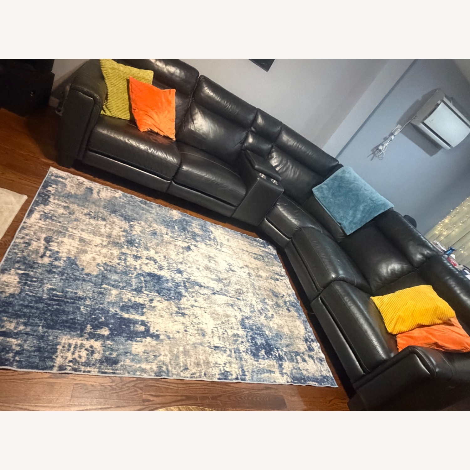 Raymour & Flanigan Black Leather Sectional - image-2