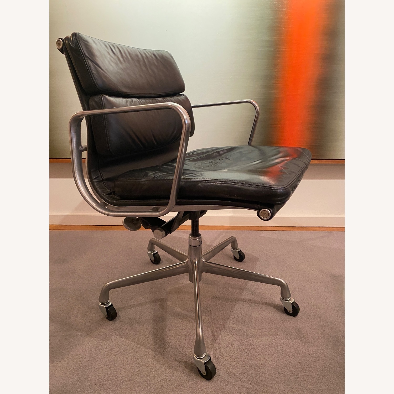 Eames Office Black Leather Office Chair - image-1