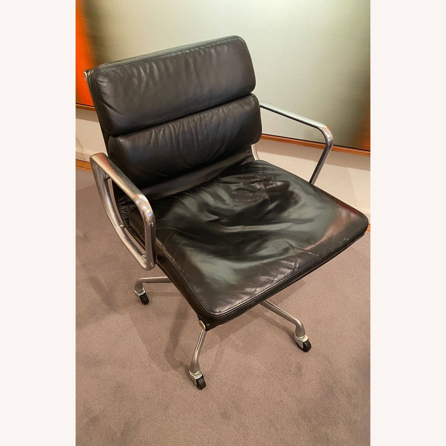 Eames Office Black Leather Office Chair - image-5