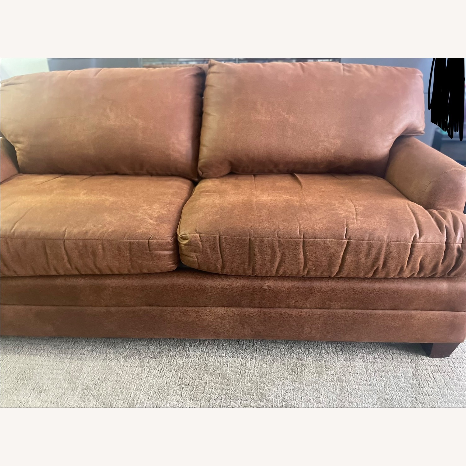 Bassett Faux Nubuck Leather Loveseat - image-5
