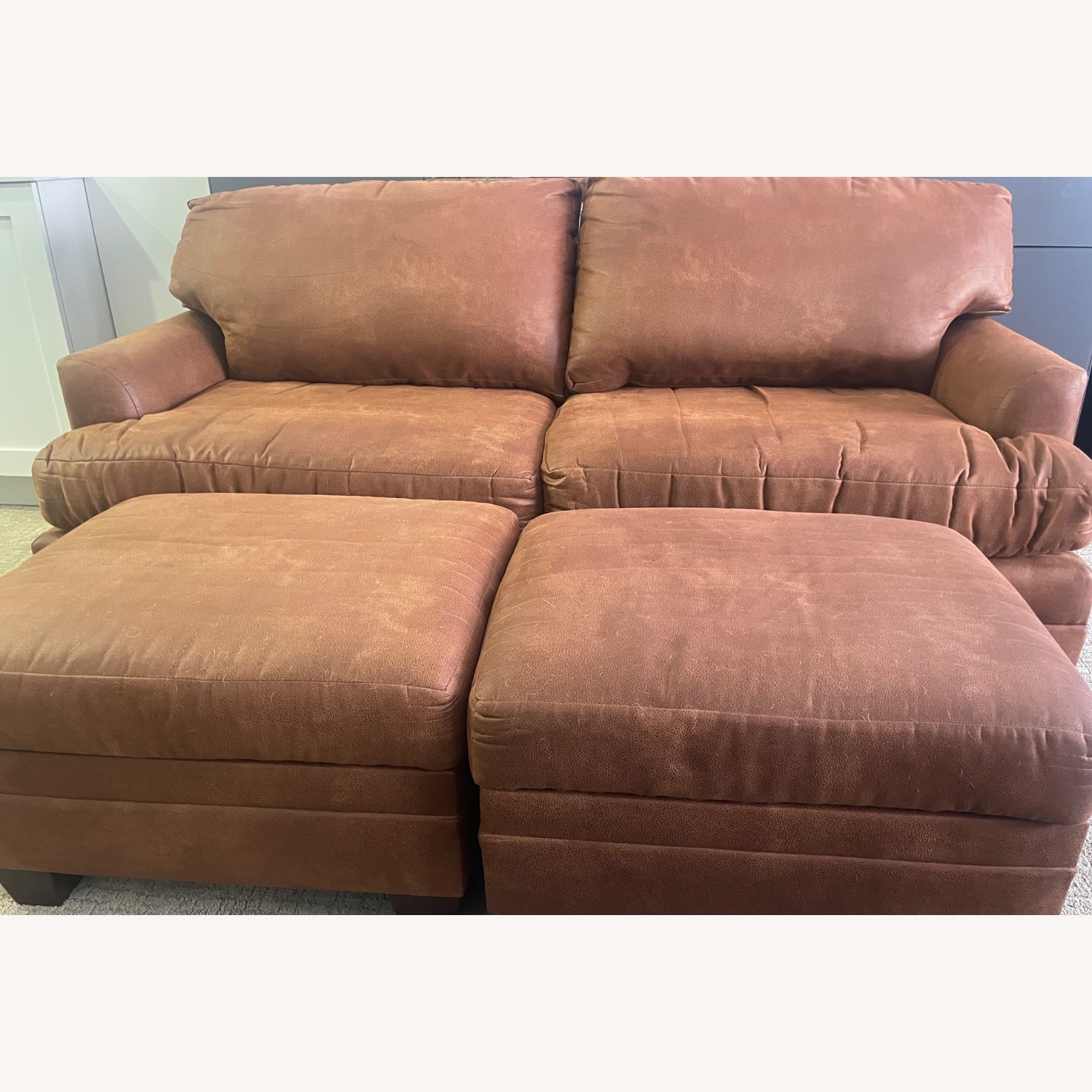 Bassett Faux Nubuck Leather Loveseat - image-1