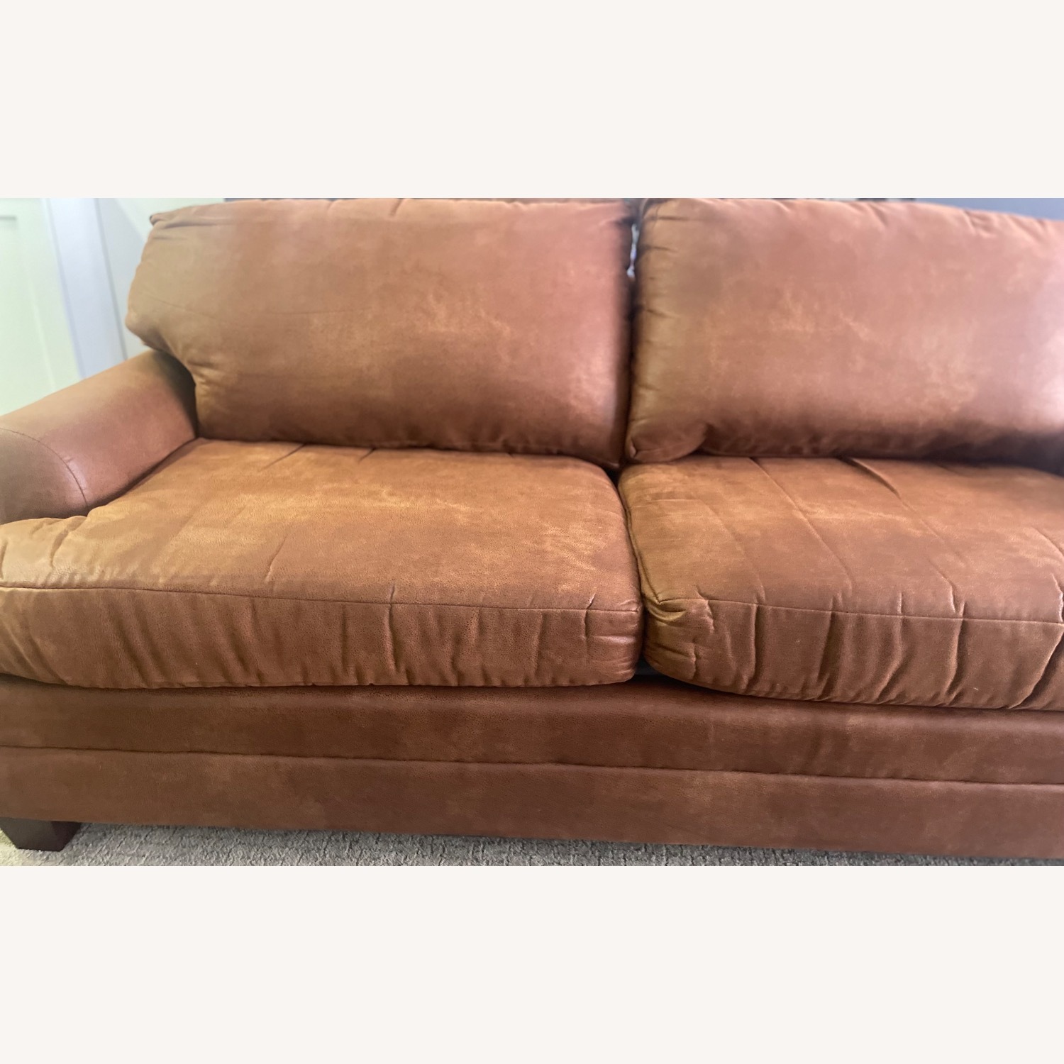 Bassett Faux Nubuck Leather Loveseat - image-8