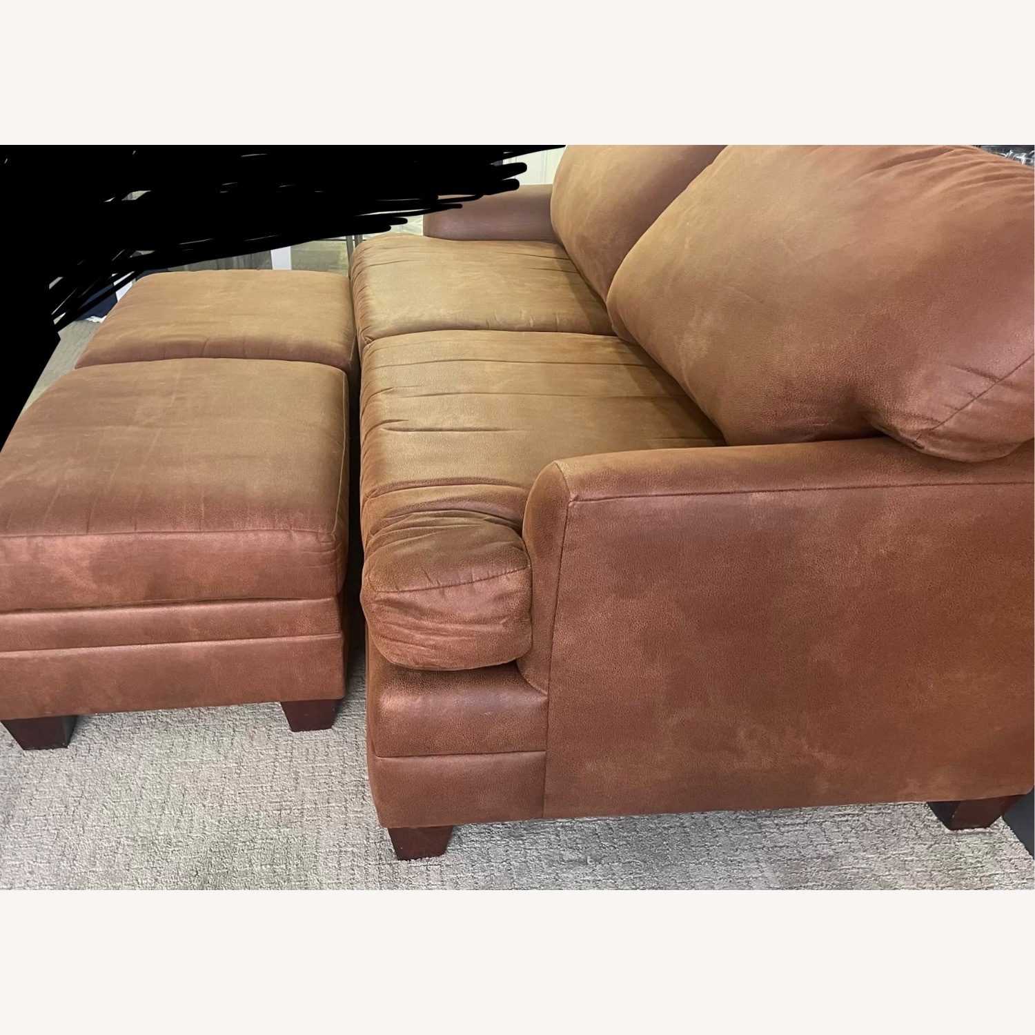 Bassett Faux Nubuck Leather Loveseat - image-6