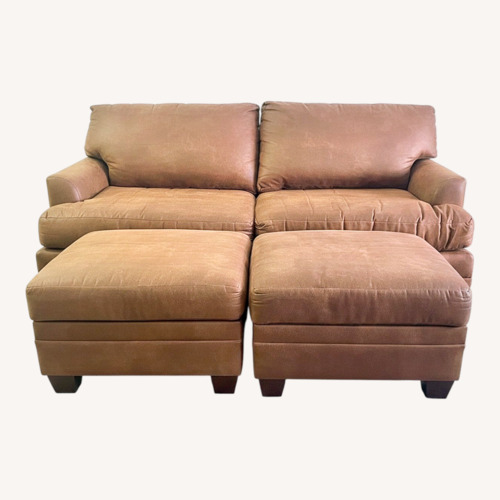 Used Bassett Faux Nubuck Leather Loveseat for sale on AptDeco
