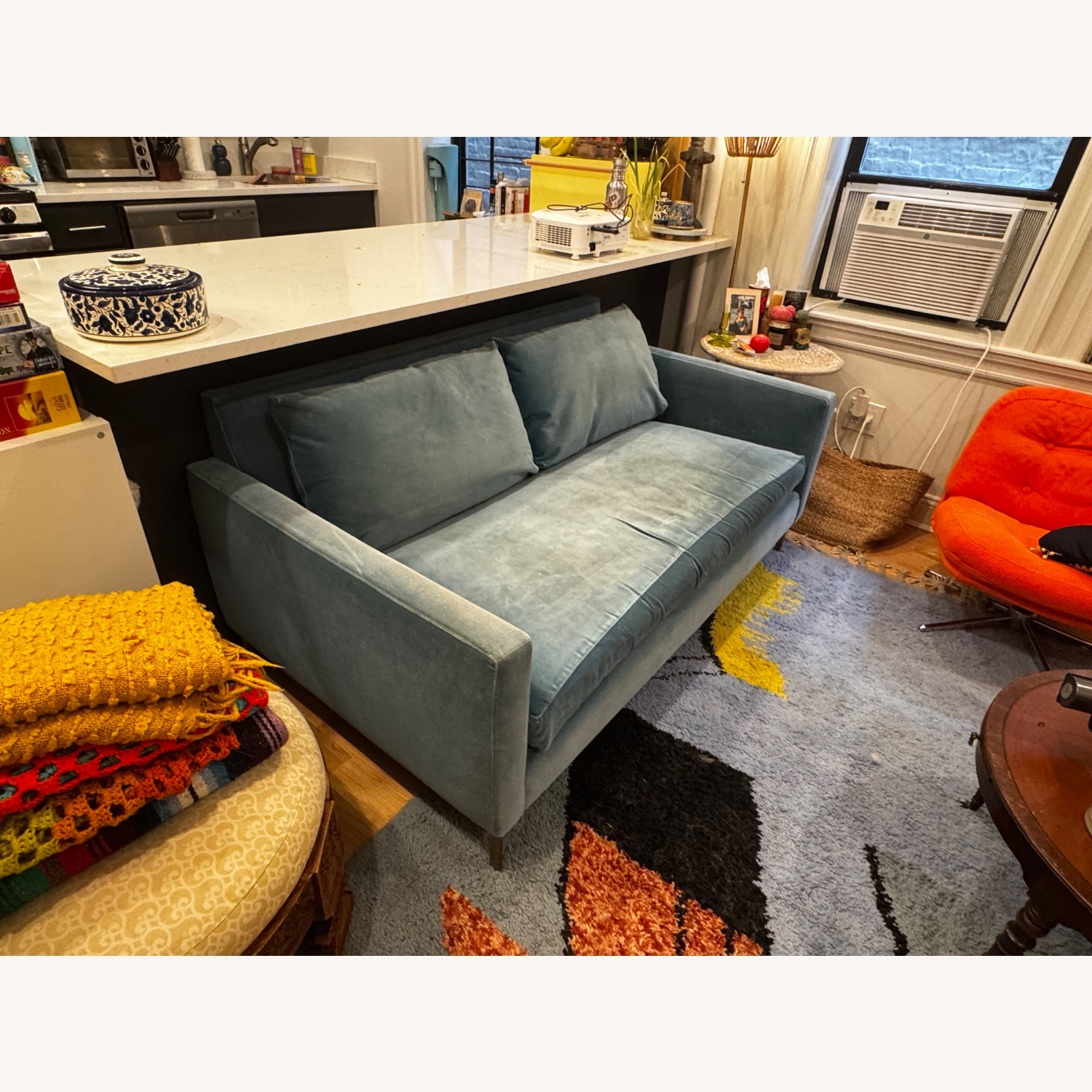 ABC Carpet and Home Blue Velvet Loveseat - image-1