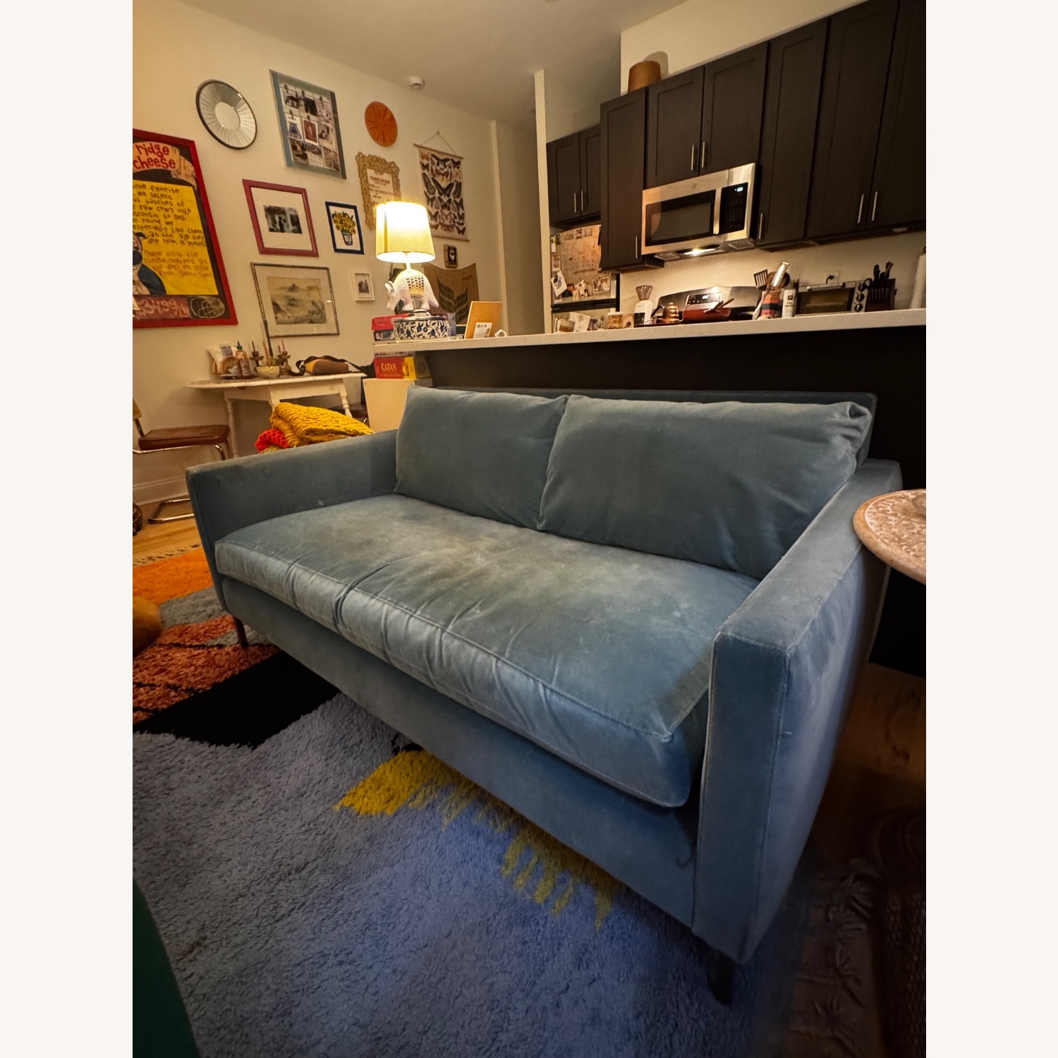 ABC Carpet and Home Blue Velvet Loveseat - image-2