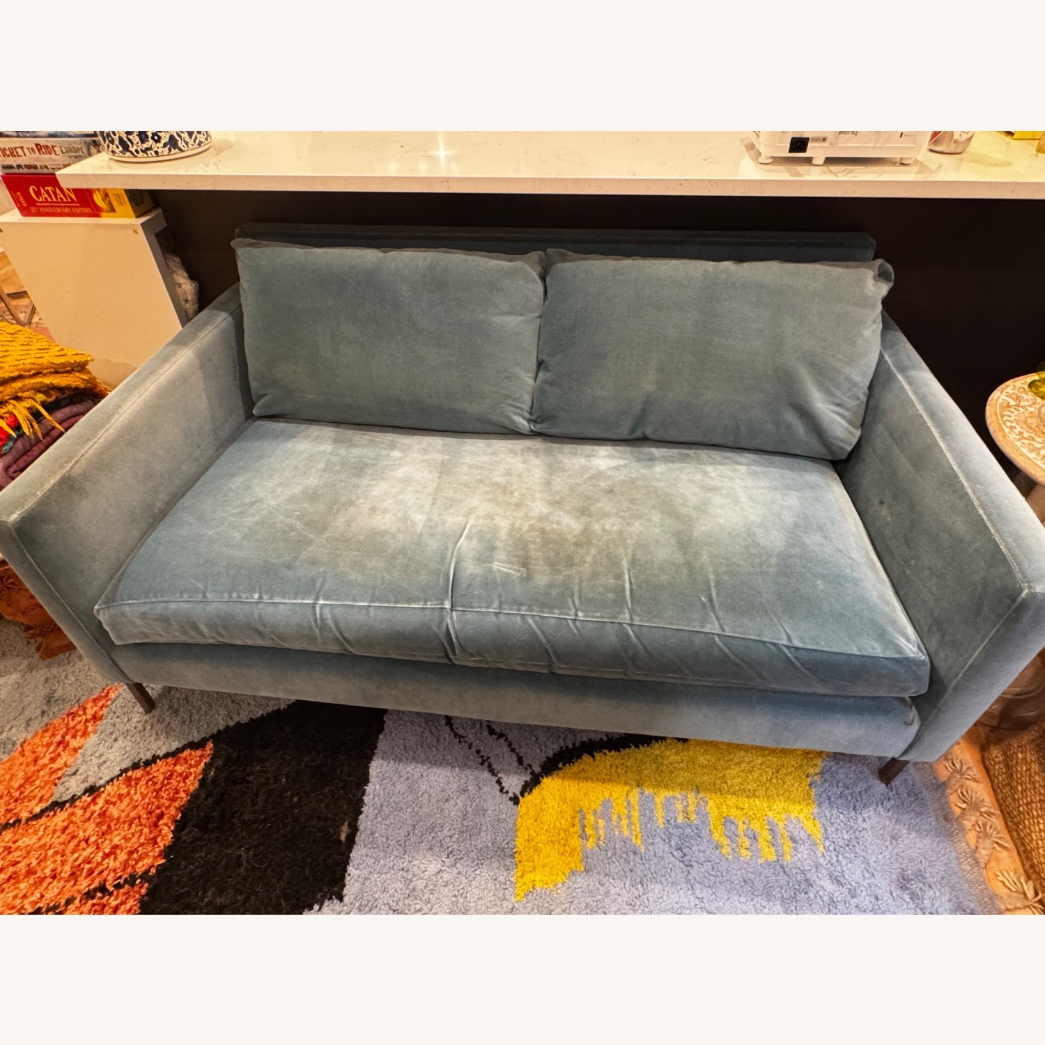 ABC Carpet and Home Blue Velvet Loveseat - image-3