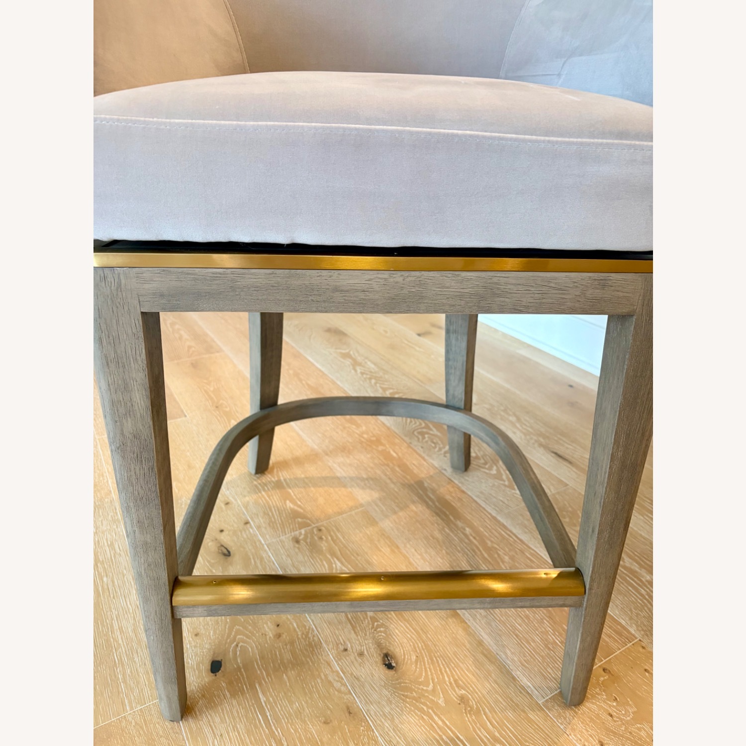 Frontgate Light Gray Velvet Stools - image-4