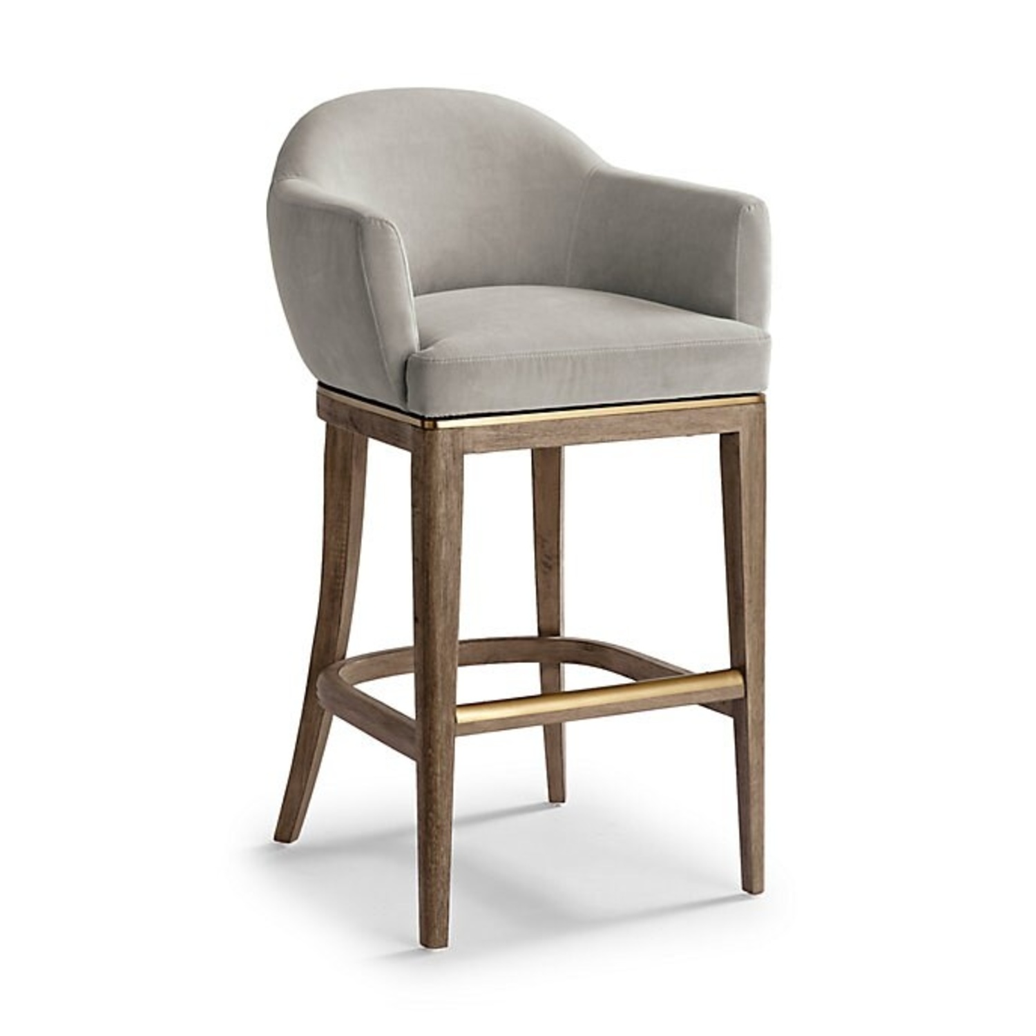 Frontgate Light Gray Velvet Stools - image-7