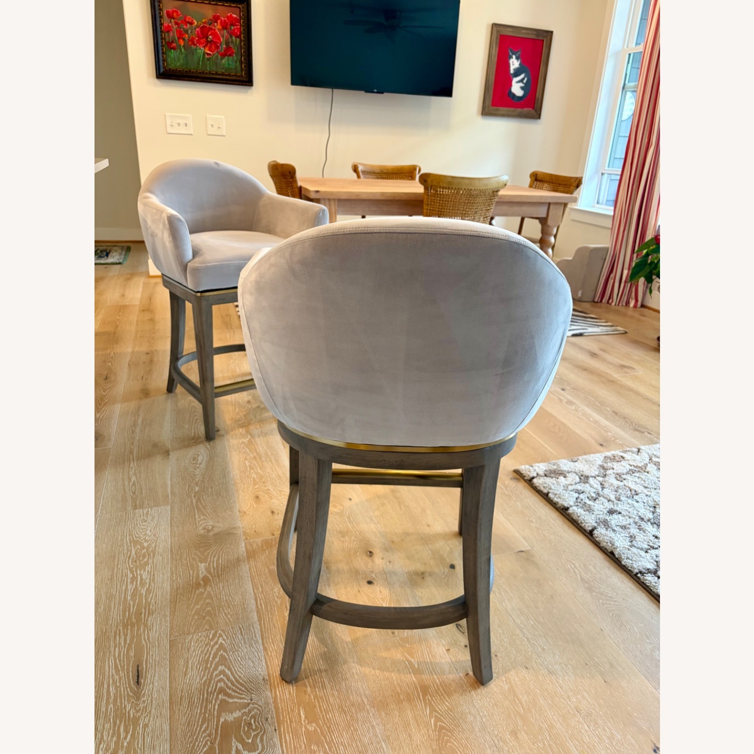 Frontgate Light Gray Velvet Stools - image-3