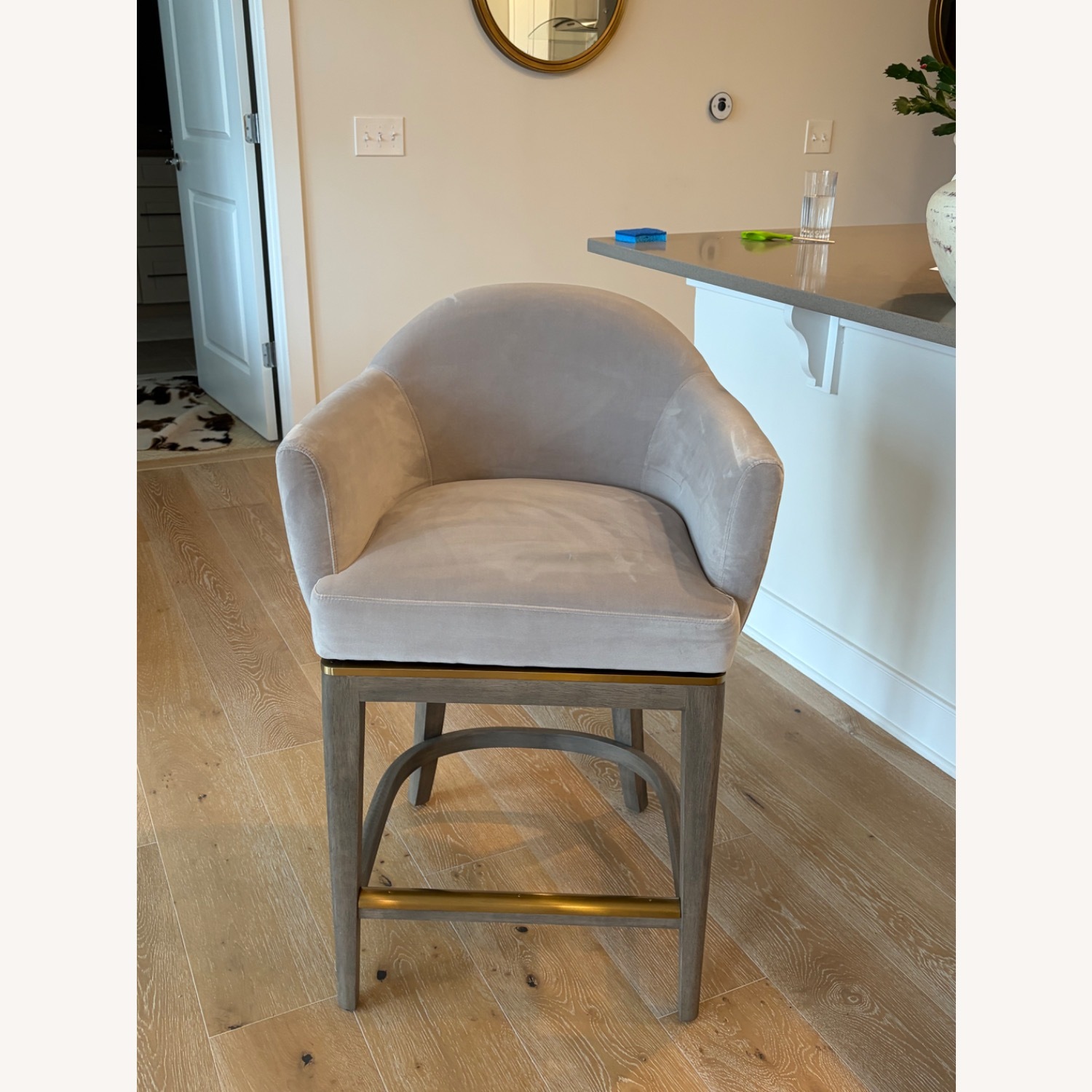 Frontgate Light Gray Velvet Stools - image-6